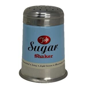 TALA Metal Sugar Shaker. 1960's Retro Design Cakes/Cupcakes/Drinks/Cocoa. BLUE